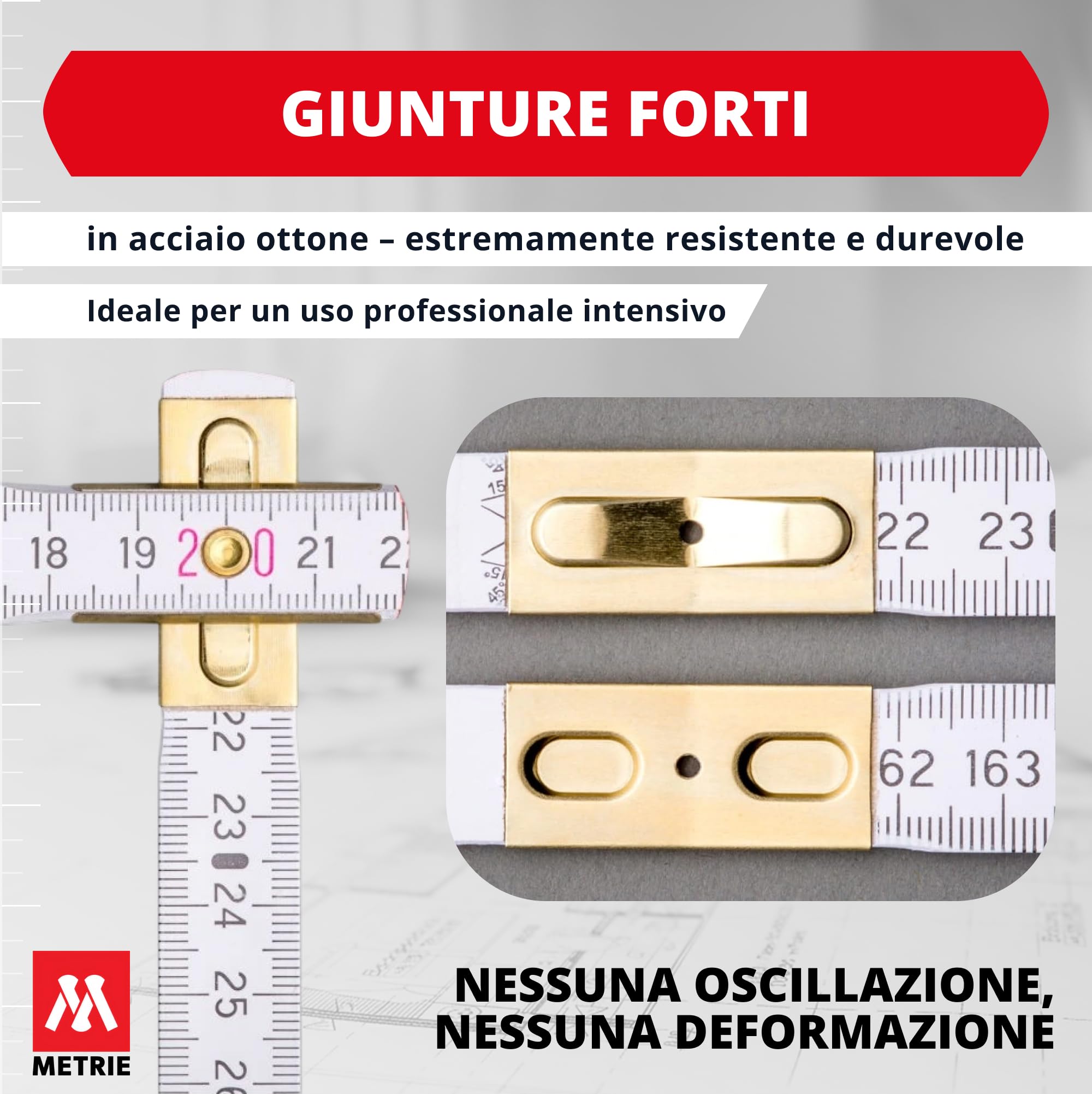 Metrie PERFEKT Metro pieghevole in legno/10x pezzi|Metro pieghevole lungo 2 m, metro con divisione duplex - Bianco, Made in EU
