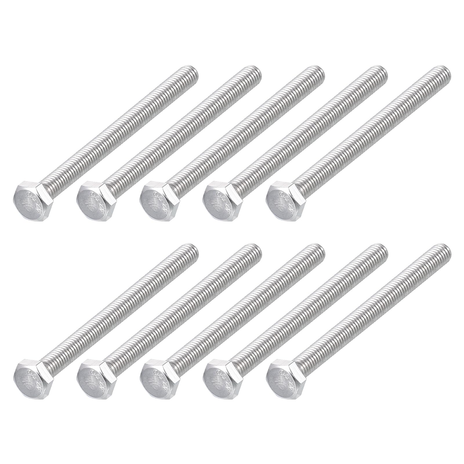 METALLIXITY Hex Bolts (M6-1x75mm) 12Pcs, 304 Stainless Steel Coarse Fully Threaded Hex Head Screw Bolt Machine Screws