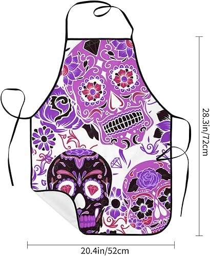 Miniatura 4 de Delantal de calavera de azúcar, delantales de cocina para hombres y mujeres, delantal de cocina, delantal de chef, delantales de jardín ajustables