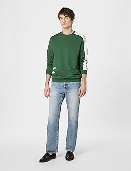 Lacoste Men's Big Croc Loungewear Sweatshirt, Green, Navy Blue