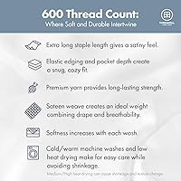 Vista 2 de Threadmill Home Linen Funda de almohada king, 100 % algodón natural de 600 hilos, 2 piezas de tejido de satén, damasco, beige, algodón de fibra