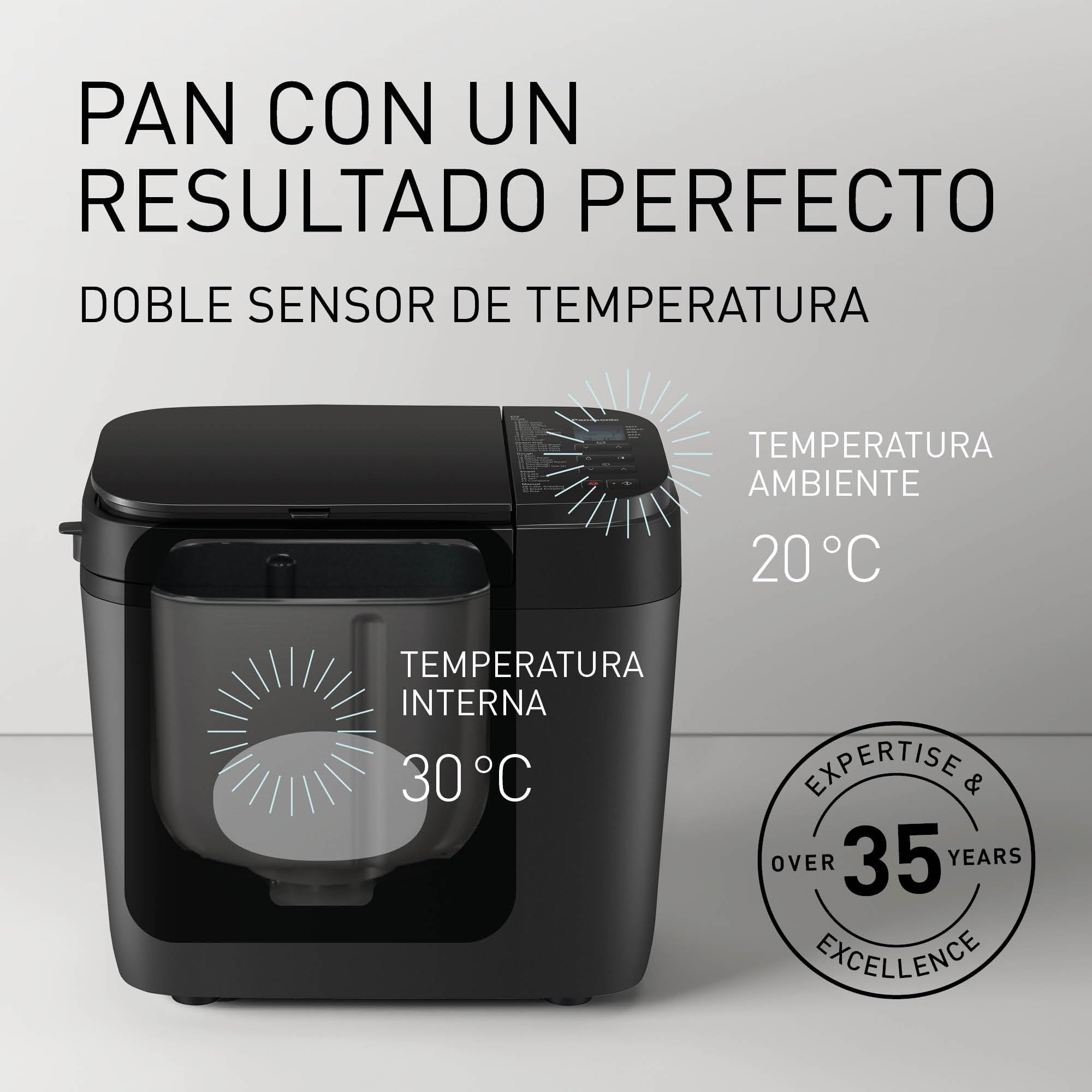 Panasonic SD-R2530 Panificadora Automática con Dispensador, 850 W, Sensor de Temperatura, Temporizador Digital 13H, 30 Programas, Negro