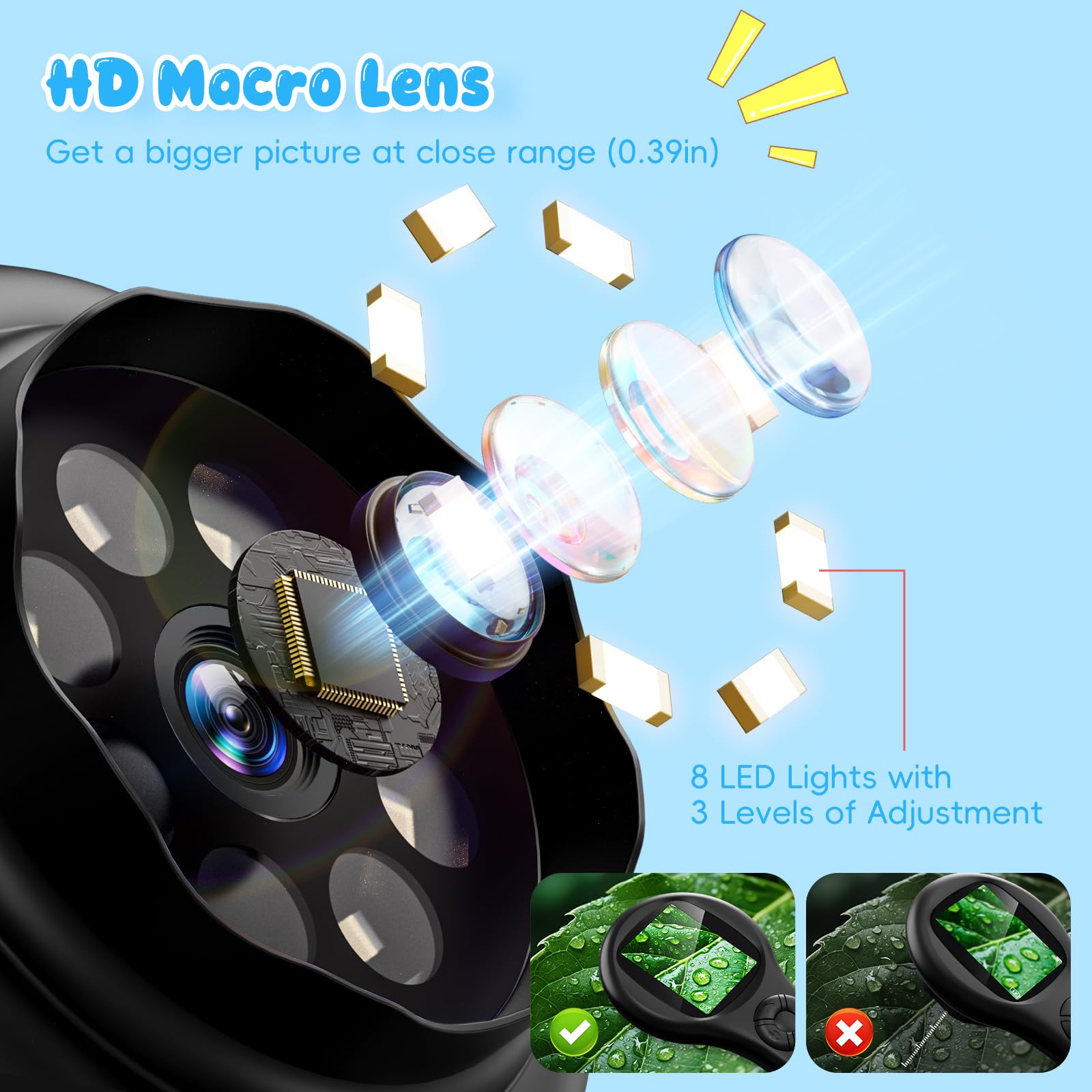 Ashfly Educational Science Kit - Mini LED Pocket Microscope for Kids(5-10 Years) - Durable Design for Girls (Black) - Image 2