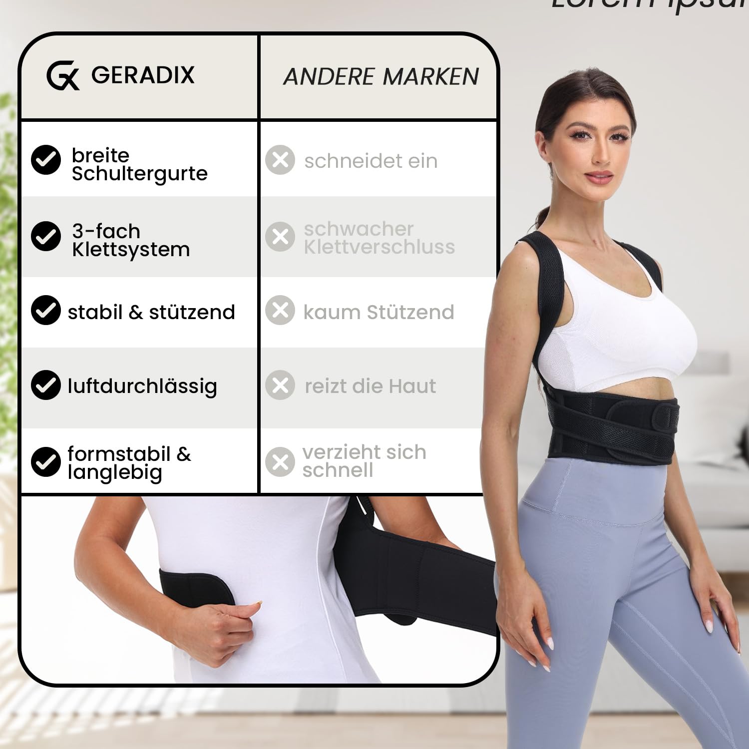 Haltungskorrektur Damen Herren Rückenstützgürtel Haltung Korrektur Gurt Back Posture Corrector Verstelbare Haltungstrainer Rückengurt für Schulter Nacken (L) - 3