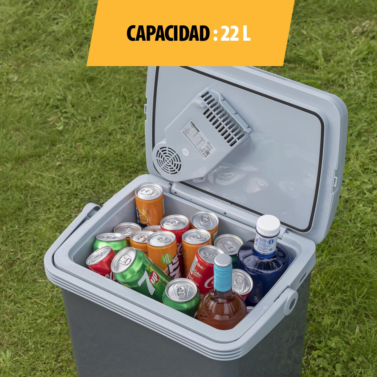 Tristar KB-7424 Nevera portátil, Volumen: 22 litros, Sistema de refrigeración termoeléctrico, 12V, Medidas Exterior: 25.3 x 40.3 x 40.1, Medidas Interior: 19 x 33 x 34, Gris