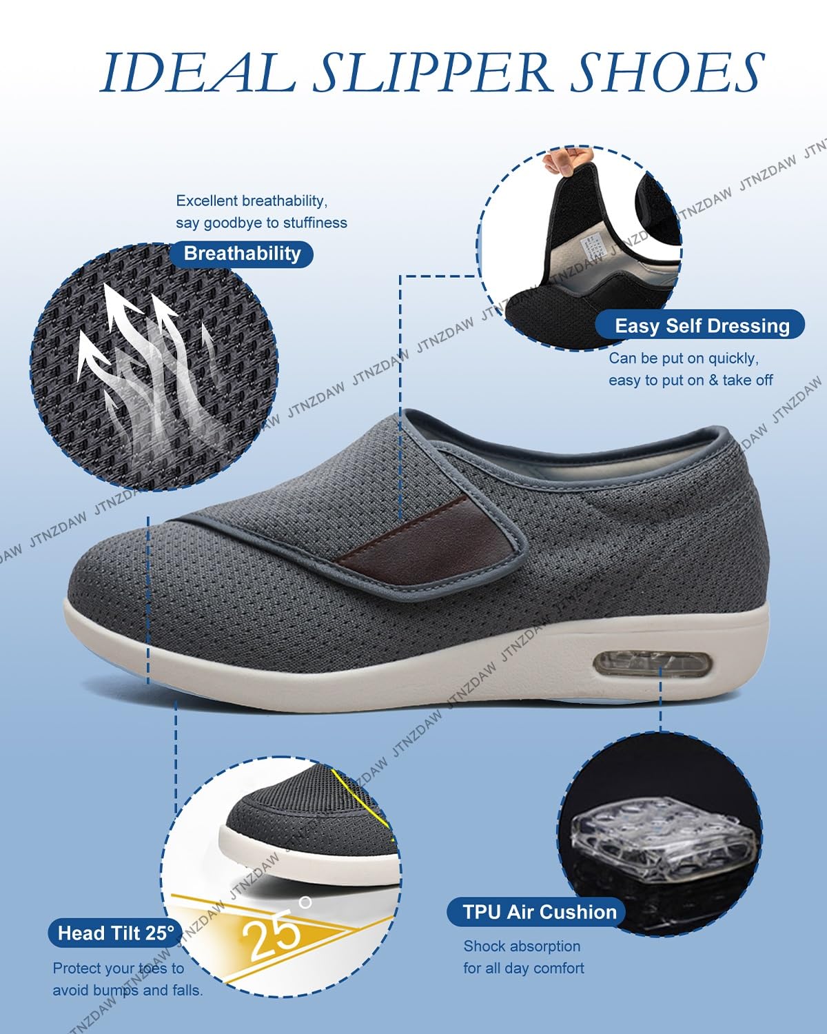 Scarpe Ortopediche Comfort, Calzature per Anziani e Diabetici con Strappo, Unisex