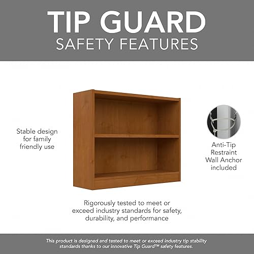 Miniatura 6 de Bush Furniture - Estantería universal pequeña de 2 estantes en cereza natural, juego de 2, estantes de almacenamiento y exhibición a juego para la