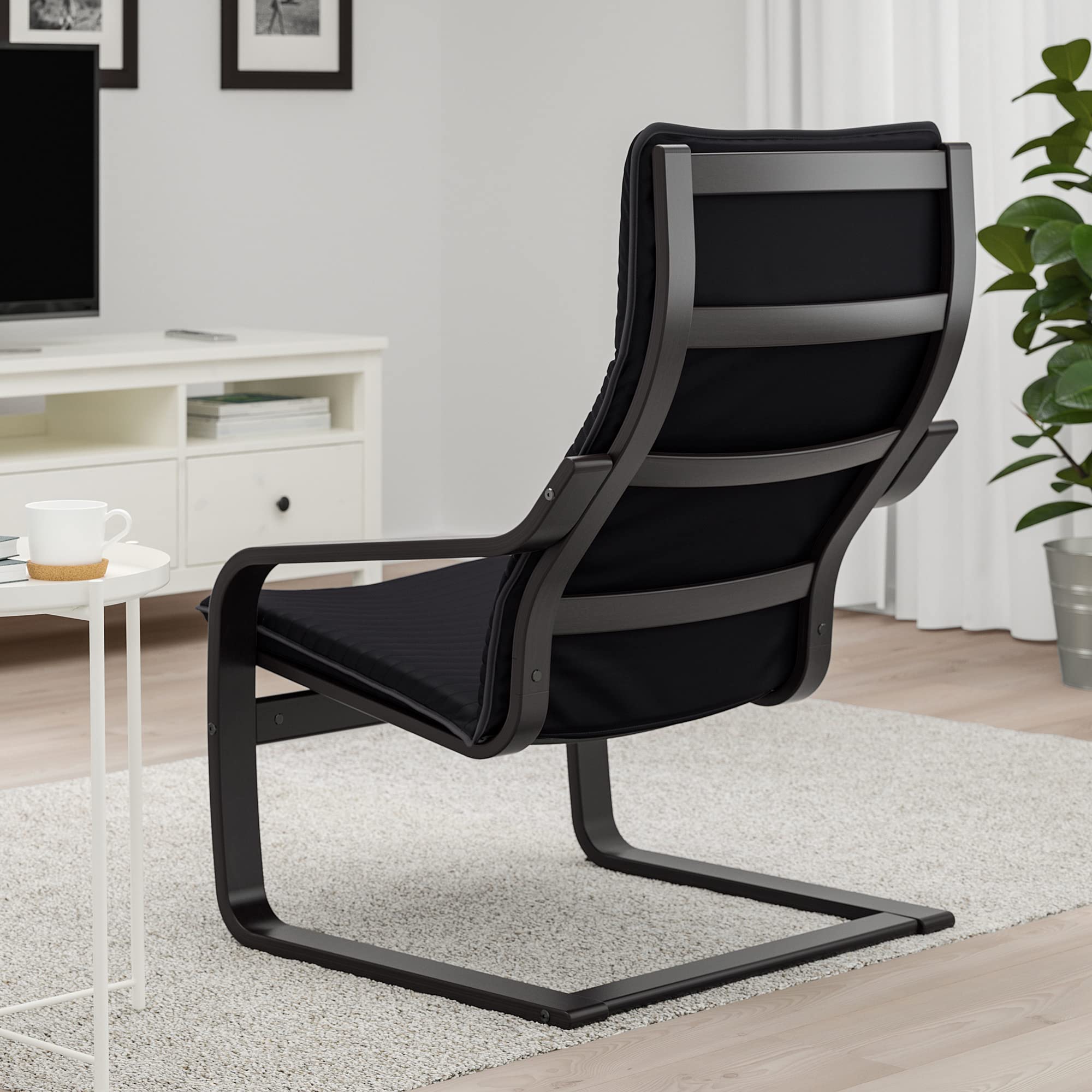 IKEA POÄNG Poltroncina, Nero-Marrone/Knisa Nero