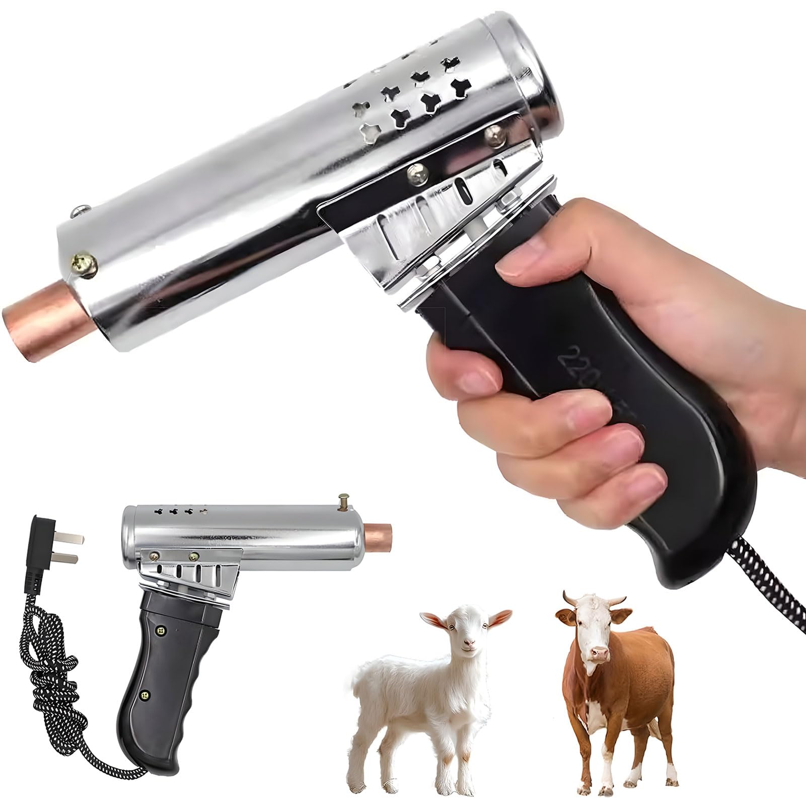 Dehorner elettrico per vitelli e capre, resistente alle alte temperature, strumento per la cura del bestiame per bovini e pecore (15-70 giorni)