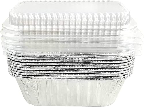 Miniatura 4 de HFA Mini pan de papel de aluminio con tapa de cúpula baja transparente, juego de 25 (1 libra - 15 onzas de capacidad), apto para horno y congelador,