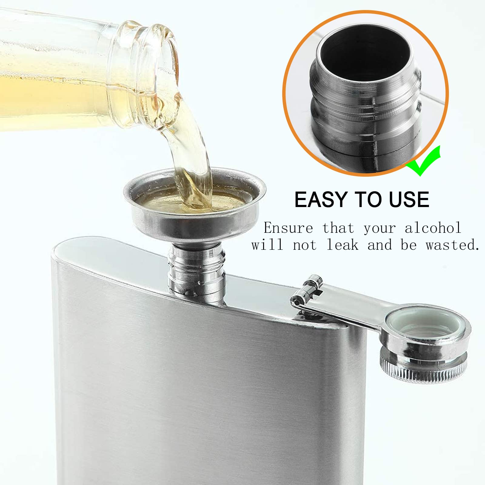 LHD HOME Heupflessen voor mannen 8 oz lederen fles geschenkset, 304 roestvrijstalen kolfset met trechter shotglazen mooi cadeau voor whisky rum bruidegomsman beste man Usher bruiloft camping leer