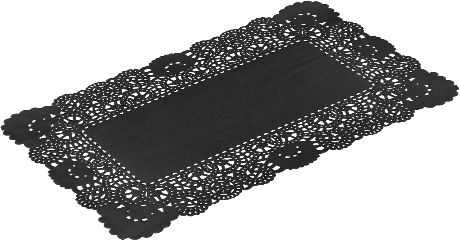 Restaurantware Rectangle Black Paper Doilies, 12 x 7 in, 100 Pack