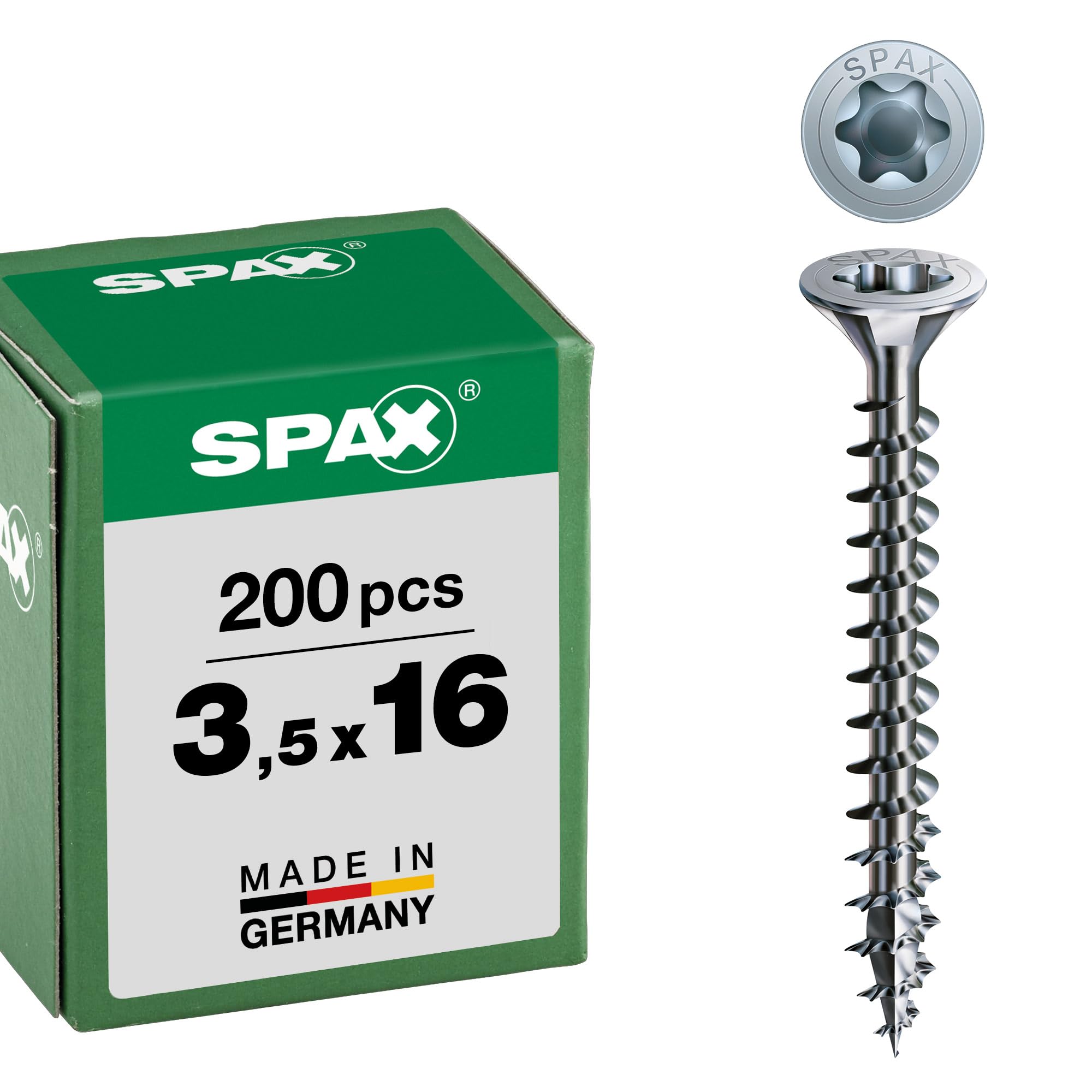 Spax 4CUT 1191010350155 Universal Screw, Countersunk, T-Star Plus, Fully Threaded, Galvanised Blank A2J, 1191010350163