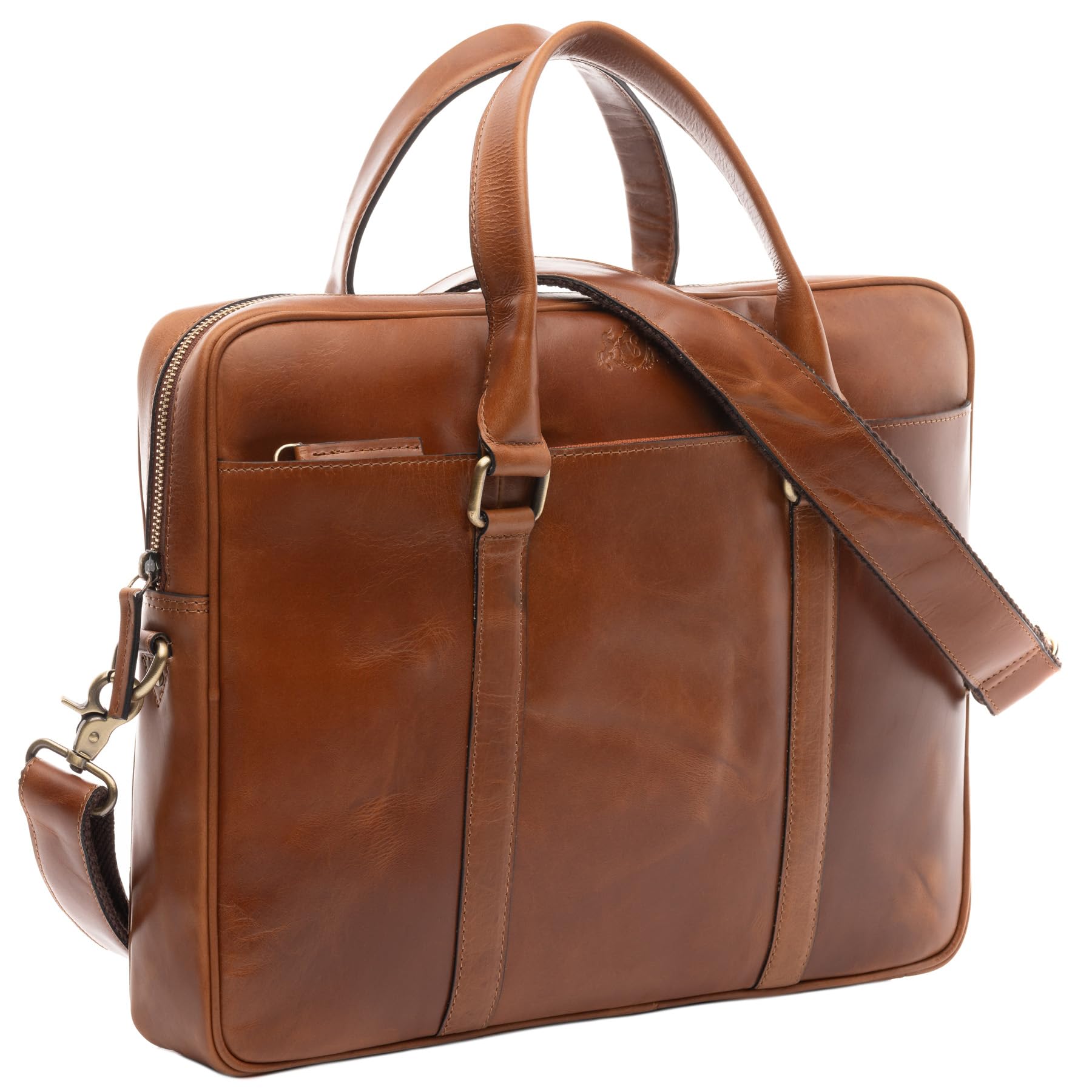 SID & VAIN Sac Ordinateur Portable Cuir véritable 15 Pouces Brady Mallette Professionnelle bandoulière Grand pour Hommes et Femmes Serviette de Travail élégant Marron