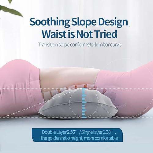 Vista 4 de RESTCLOUD Almohada de apoyo lumbar ajustable para dormir, almohada de apoyo de espalda de espuma viscoelástica para aliviar el dolor de espalda baja