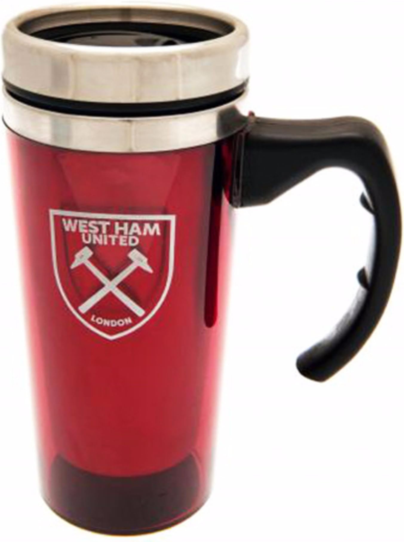 West Ham United F.C. FC Official Aluminium Crest Design Travel Mug (One Size) (Burgundy)