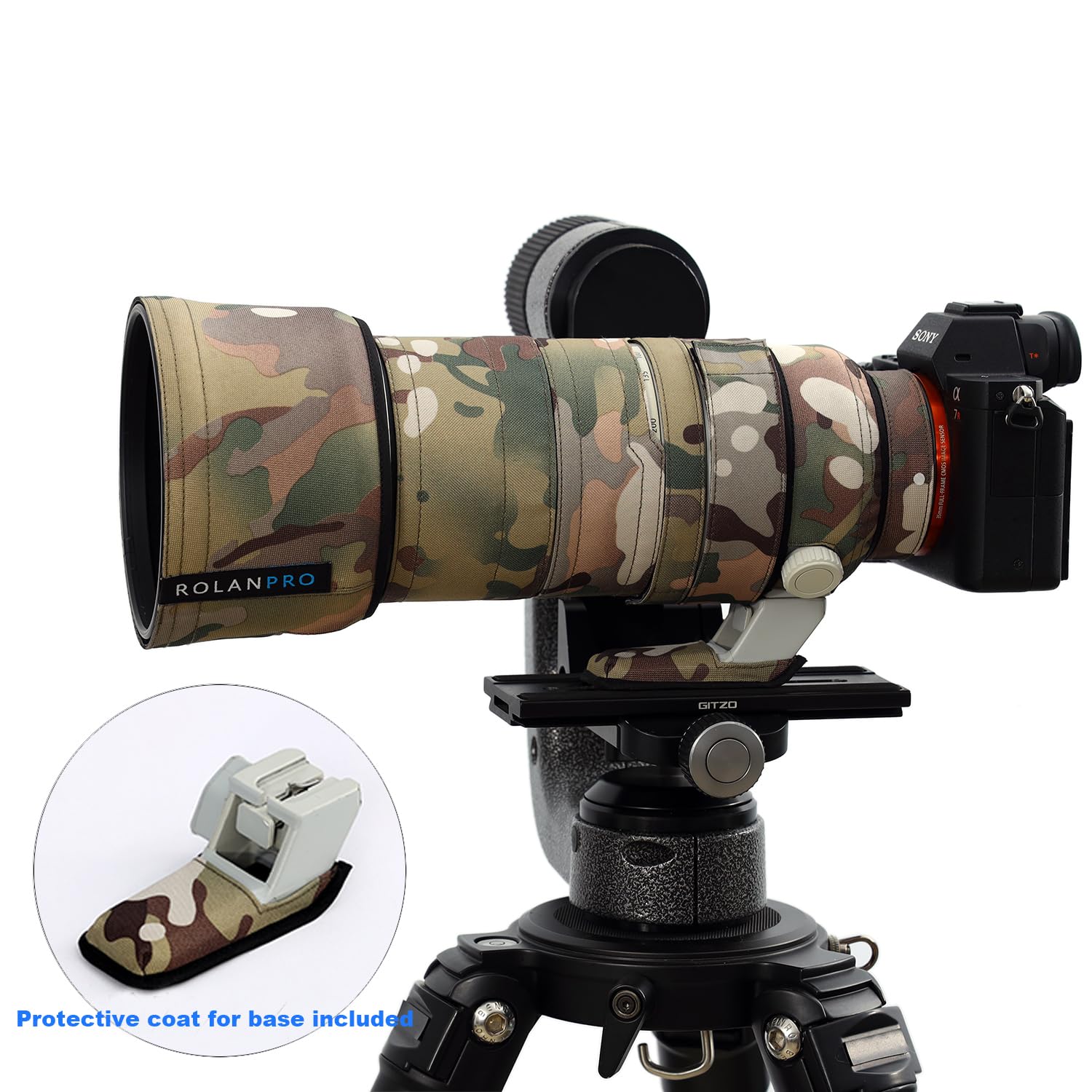 ROLANPRO Funda de camuflaje para lente Sony FE 70-200 mm F/2.8 GM OSS II, funda protectora de lente de lluvia, #4, camuflaje todo terreno impermeable