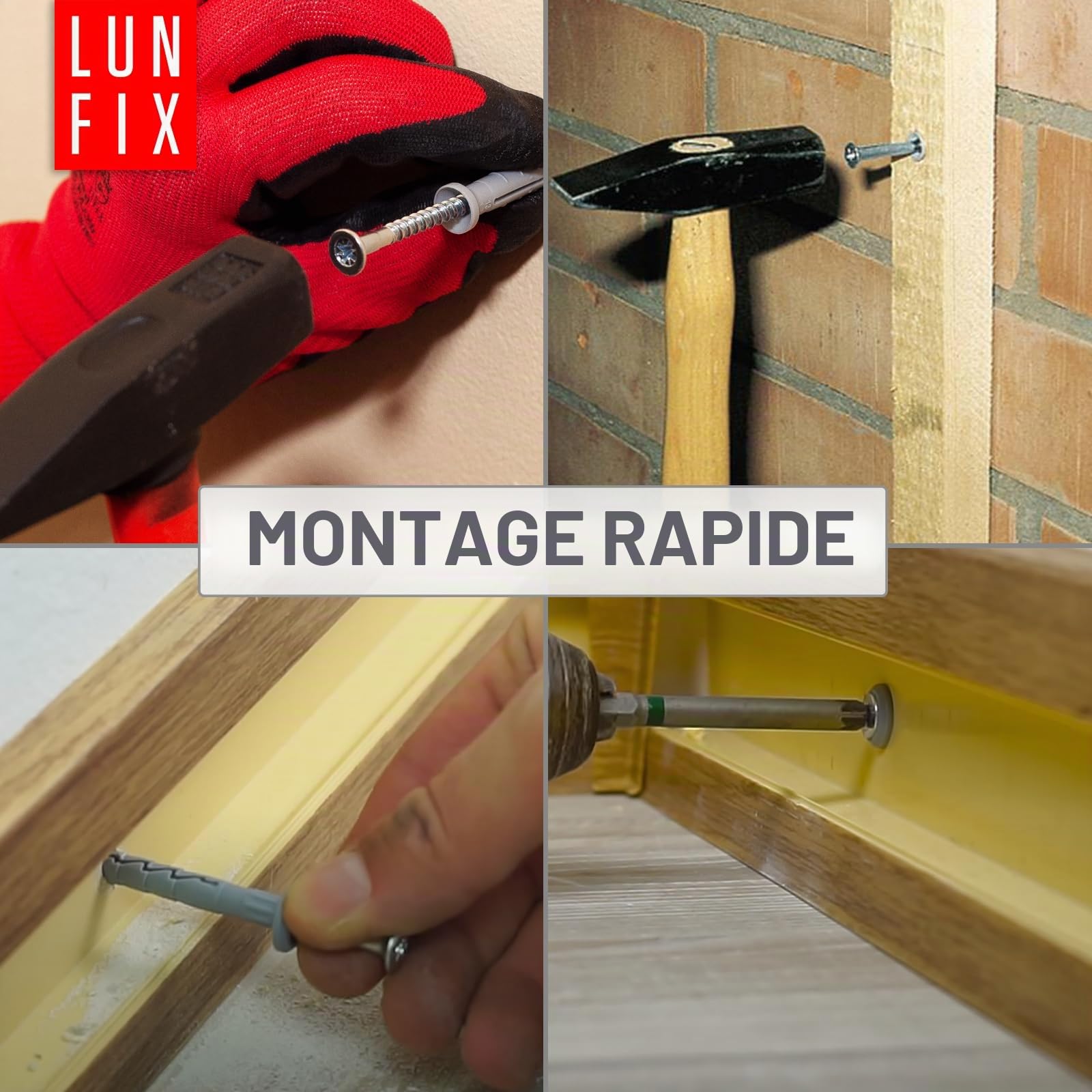 Chevilles à frapper 10.0x200mm, 50 pièces – Chevilles béton et placo avec vis pré-montées – Cheville murale rapide – Goujon à expansion, fixation mur, vis placo, ancrage à clouer