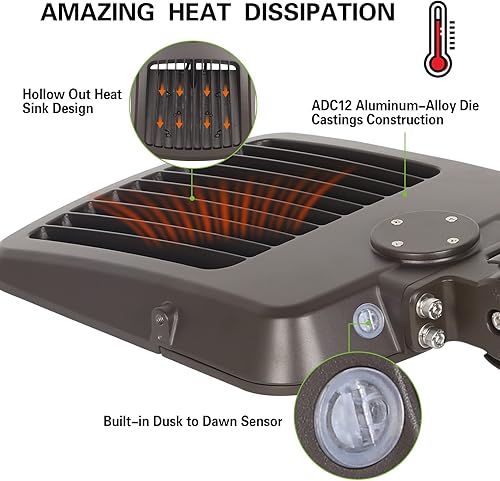 Miniatura 5 de Paquete de 3 luces LED de estacionamiento conmutables de 150 W200 W, iluminación de calle LED de 150 LMW con fotocélula equivalente a 400 W-600 W