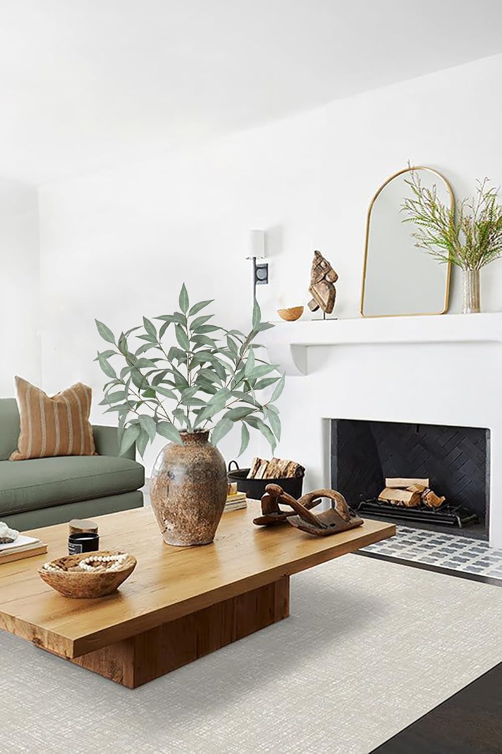 Briful Eucalyptus Stems 39.5 '' Tall, Artificial Branches for Vase Round Year Faux Greenery Stems Realistic Gray Eucalyptus Leaf Plant Sprays for Home Decor Indoor Party Wedding, Set of 3 - Image 5