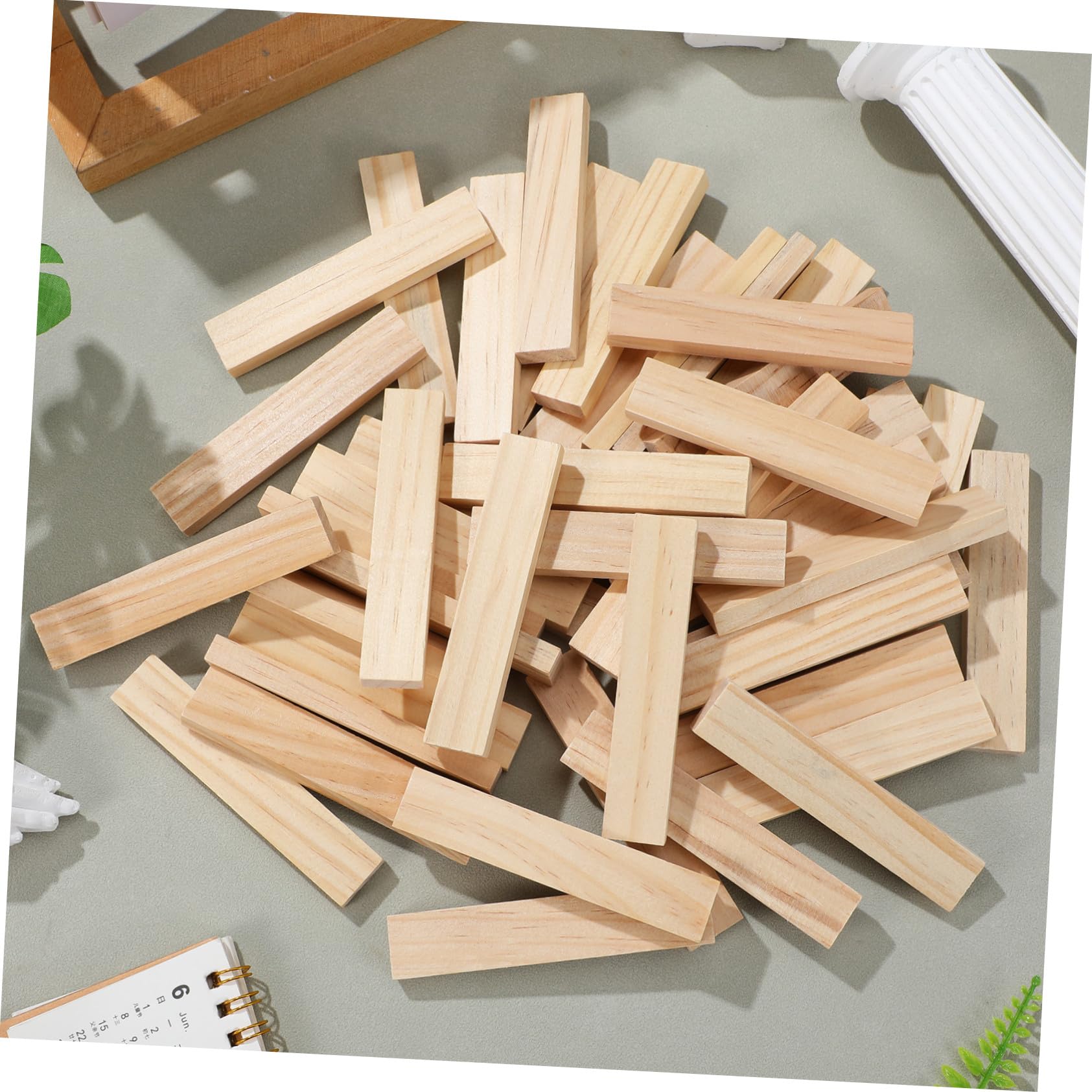 100 Stück Holzbausteine für Kleinkinder Stapelbares Bauspielzeug mit Minimalistischer Optik zum Kreativen Basteln und Spielen Unterwegs