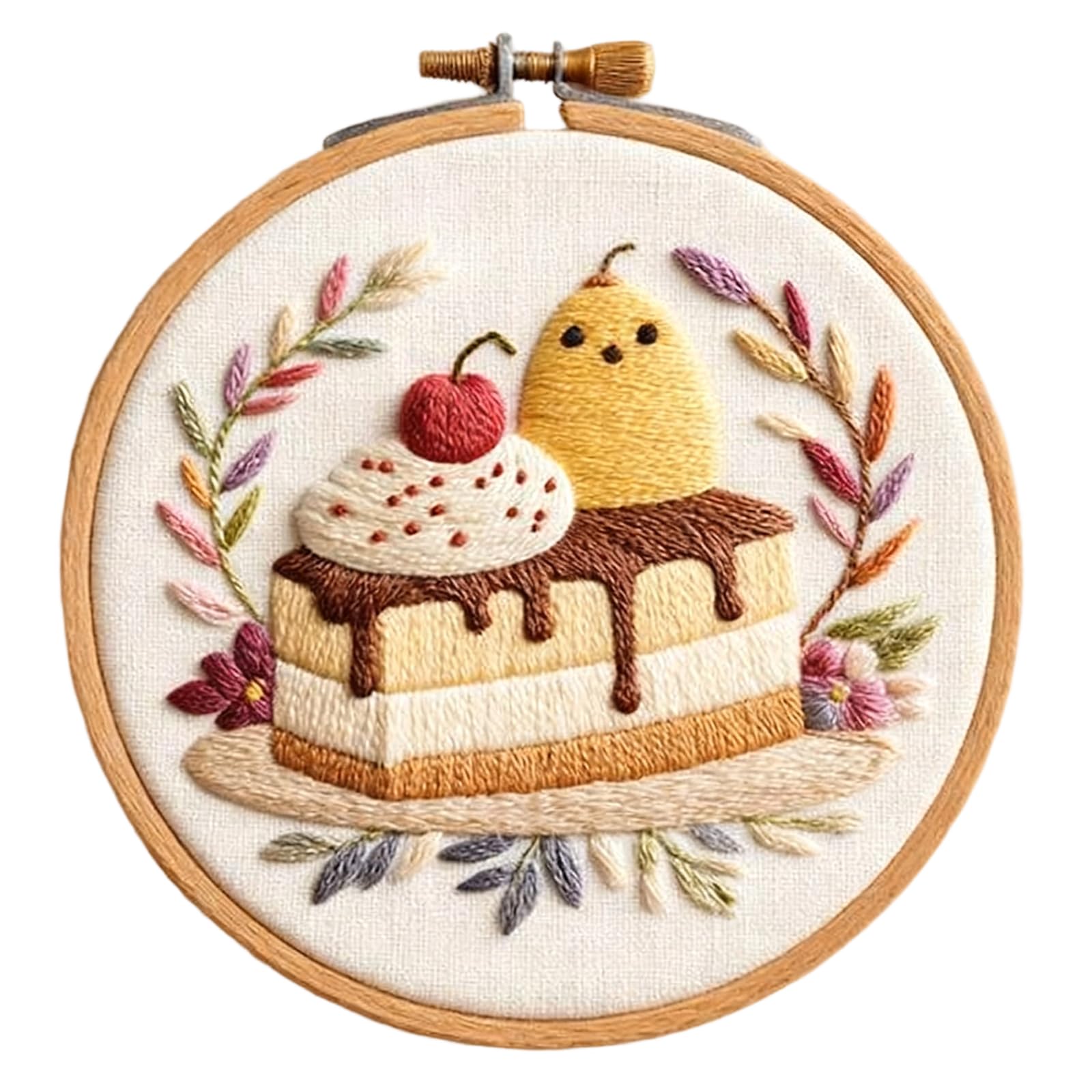 Shurhome Cake Embroidery Set with Stitching Hoop Instruction Beginner Stitching Craft with Thread and Needle Beginner
