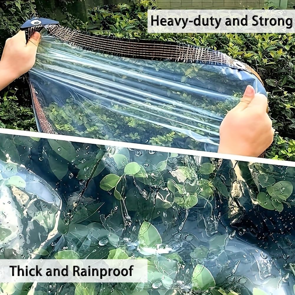 Przezroczysta plandeka ochronna 0,12 mm, wodoodporna ochrona roślin, wiatro-i deszcz, wytrzymałe plandeki na kemping, namiot pod wiatę (8 x 9 m)