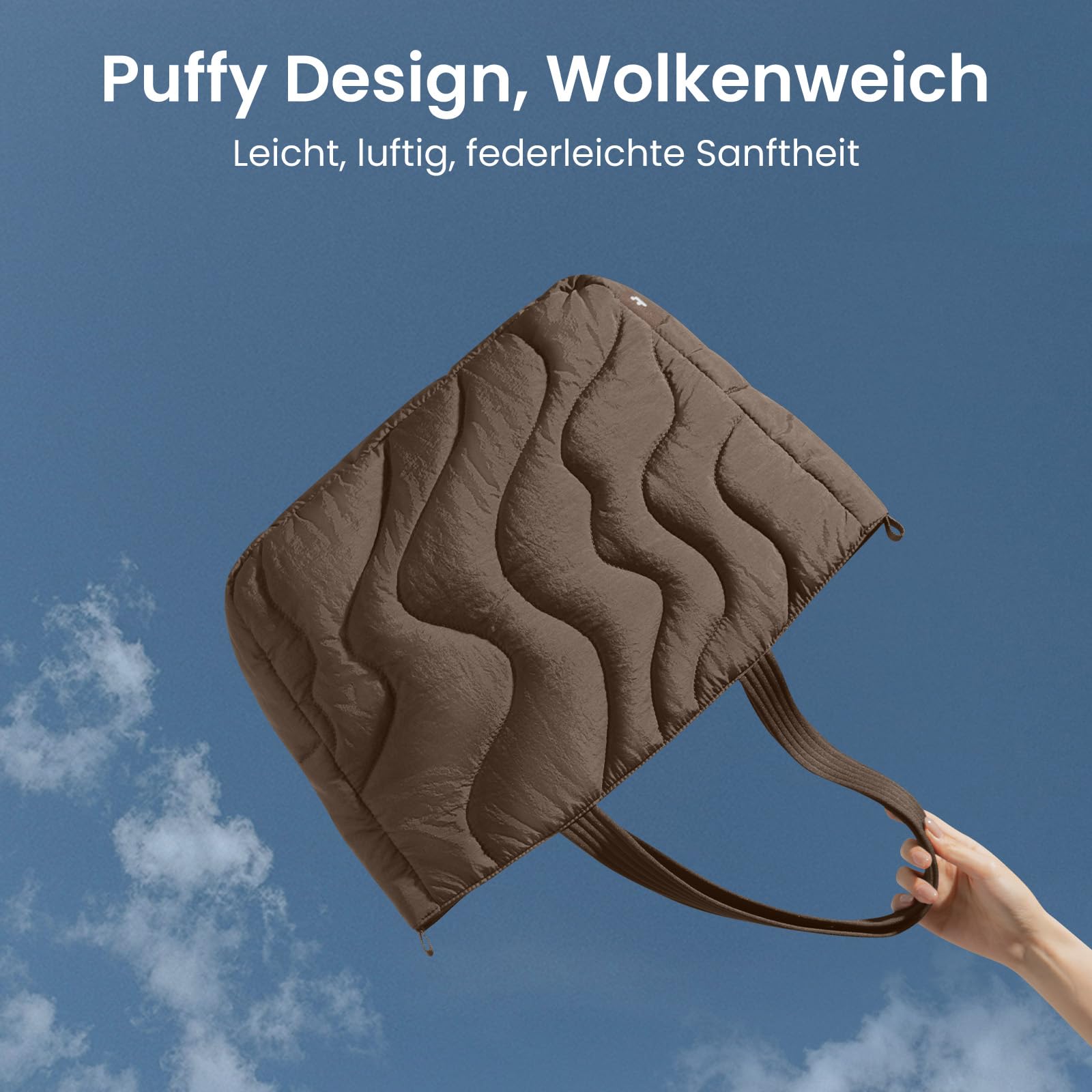 tomtoc Puffer Laptop Tragetasche für Damen, 10L Tote Bag für 13-14 Zoll Macbook, Leichte Schultertasche Handtasche, Modische Laptoptasche Damen für Shopper, Arbeit, Reisen und Alltag