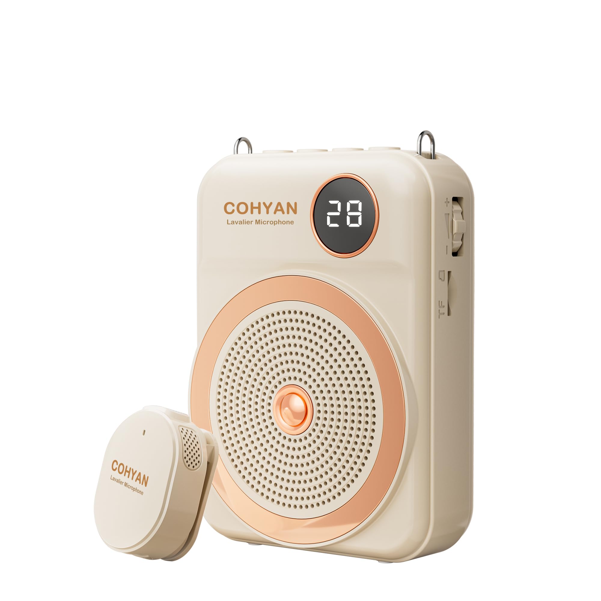 Voice Amplifier for Teachers with Wireless Lavalier Lapel Microphone Portable Bluetooth Microphone &amp; Speaker, Rechargeable Bullhorn Megaphone for Classroom, Meetings, Yoga (Skin Tone)