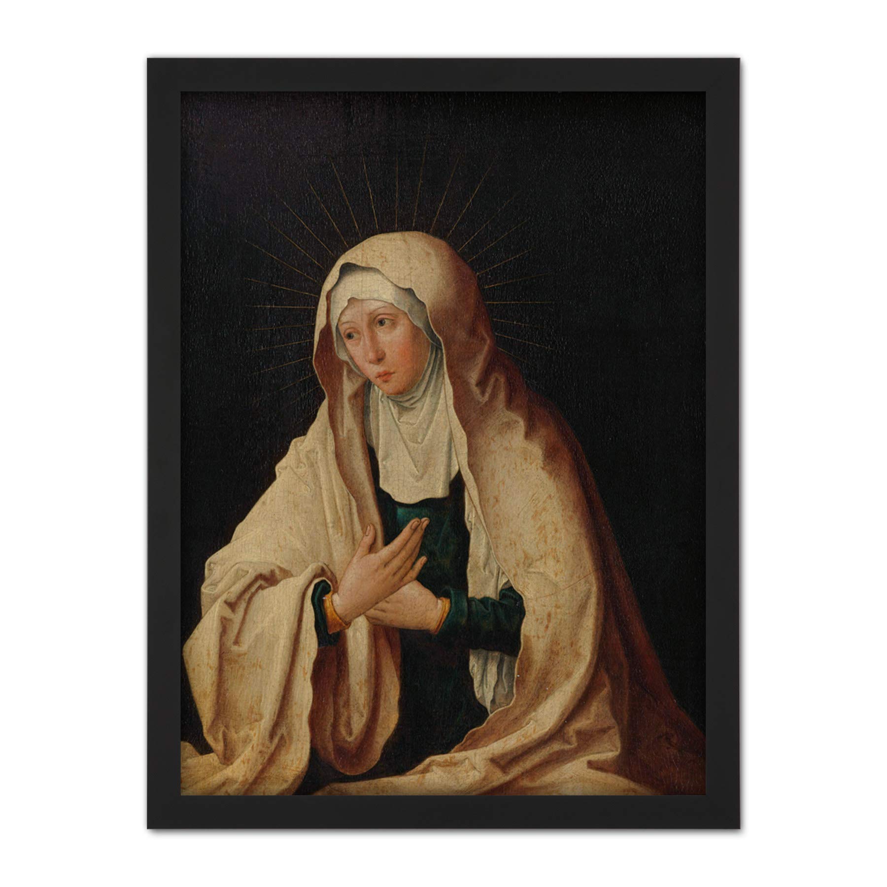 Artery8 Van Leyden Virgin Mary Painting Artwork Framed Wall Art Print 18X24 Inch