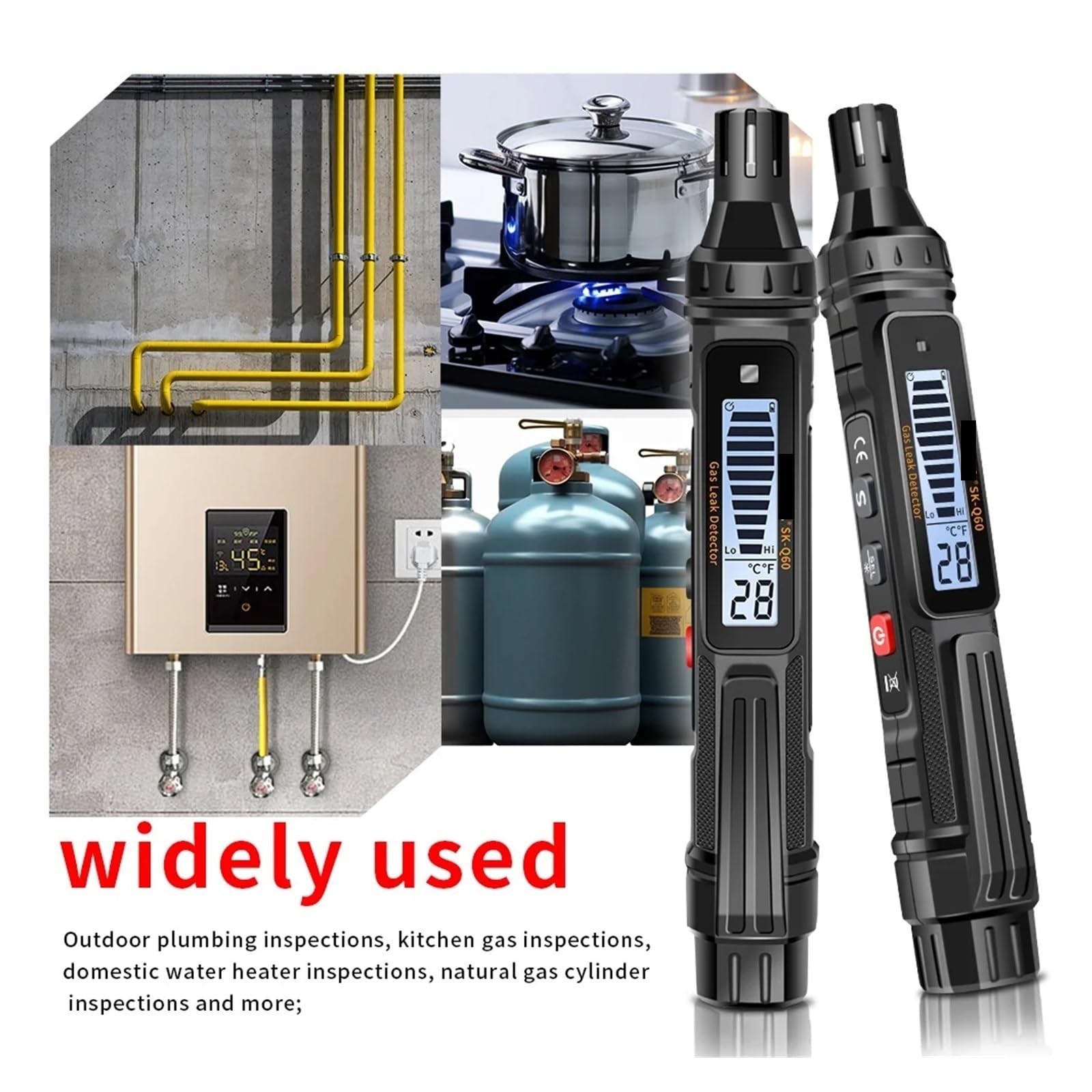 Detector de Gases, Detector de Fugas Gas, Combustible Natural, CO2, inflamable, Alcohol, GLP, metano, analizador, Recargable, zumbador, Alarma, PPM, LEL, comprobador