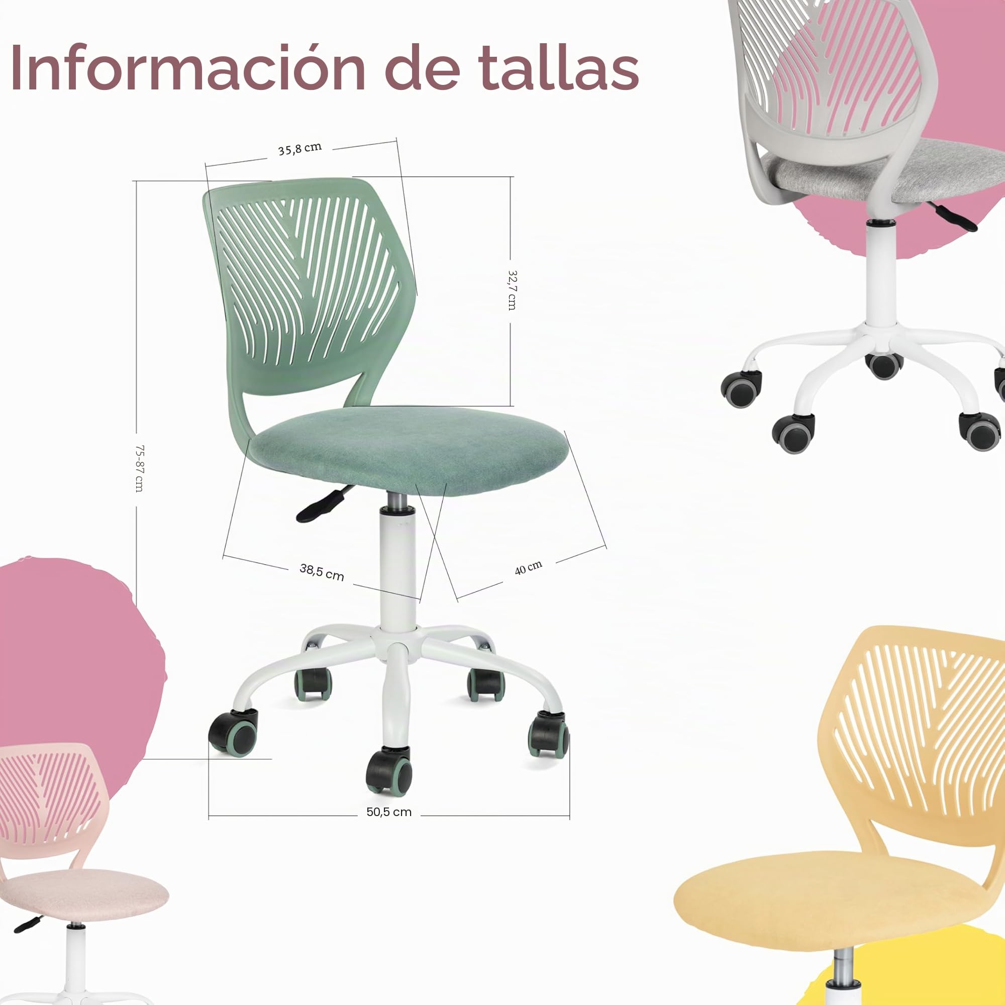 FurnitureR Silla de Gaming para niños, Silla de Oficina, Silla Gamer, Silla de Escritorio, diseño Moderno ergonómico, sin Brazos, Ajuste de Altura del Asiento, Ruedas de Goma, Gris