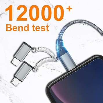 Multi Universal Charging Cable - USB C to Lightning/Micro USB/Type C, 60W PD 3.0 3A Fast Charging for iPhone, Laptop, Tablet, Samsung Galaxy, Huawei