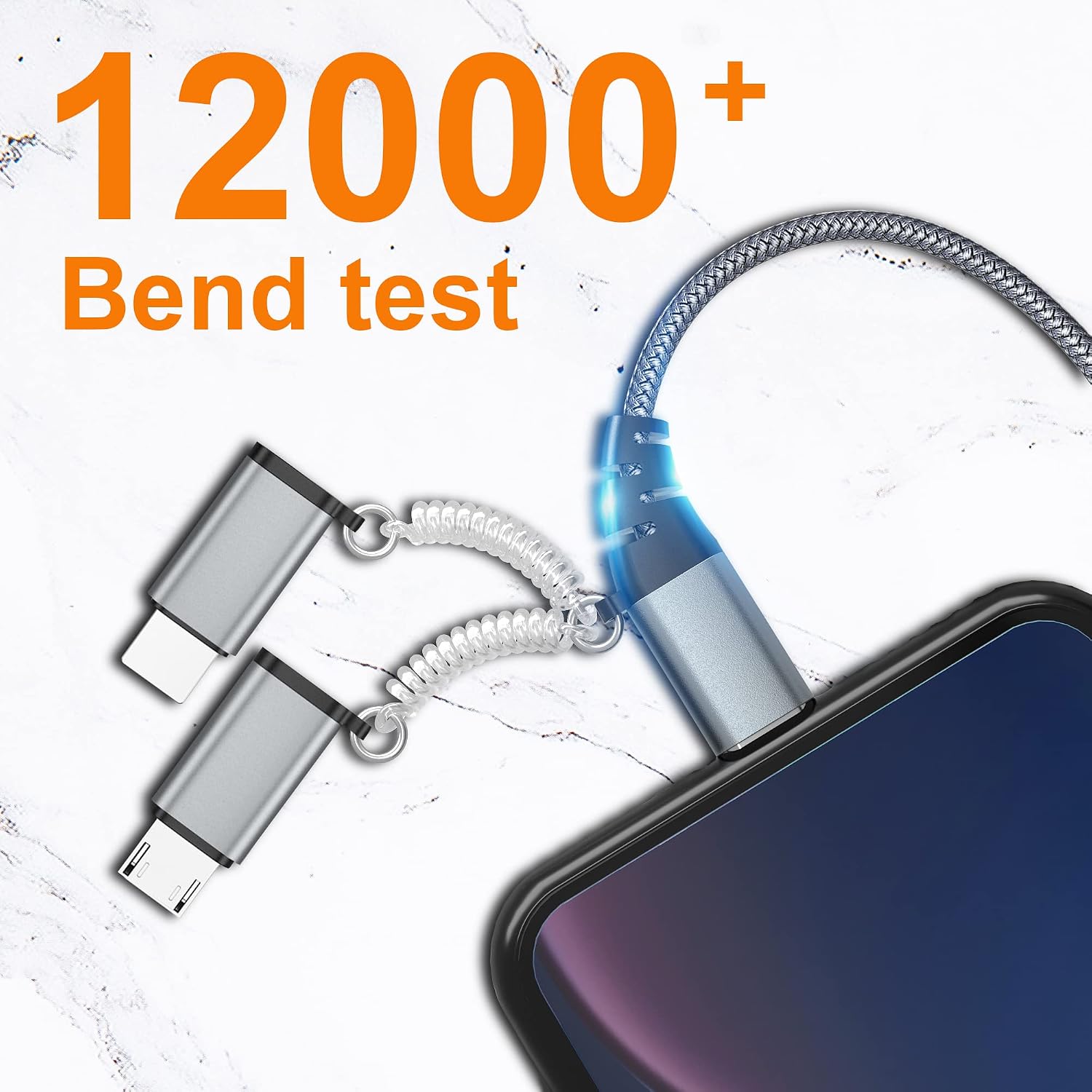 USB C Multi Fast Charging Cable PD 60W 3A Data Sync Nylon Braided Cord USB A/C to Type C/Micro/iPhone Adapter QC Fast Charging Compatible with iPhone Laptop Tablet Phone Galaxy Huawei HTC LG etc