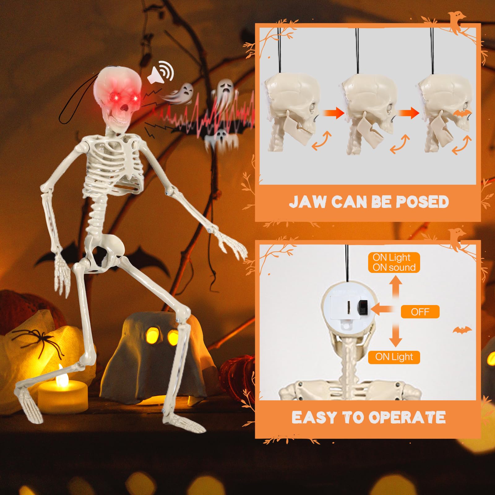 40cm Posable Accessoire Squelette Humain Complet Fête D'Halloween Décoration Accessoires De