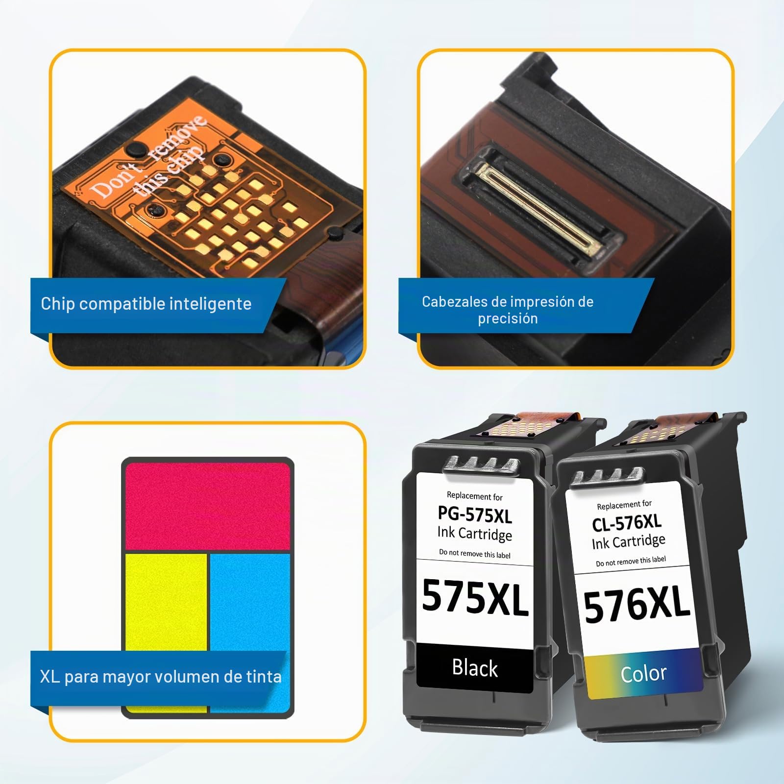 CARTRIGO PG-575XL CL-576XL Multipack Cartuchos de Tinta remanufacturados de Repuesto para Canon 575 XL 576 XL para Impresora Canon PIXMA TS3550i TS3551i TR4750i TR4751i, 2 Pack (1 Negro 1 Color)