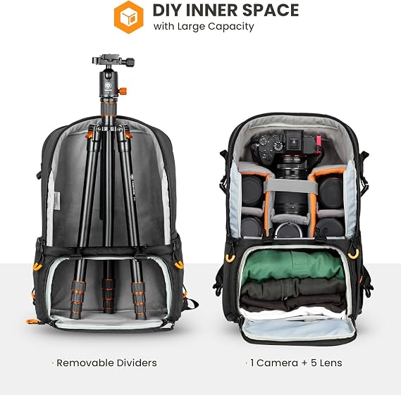 TARION Waterproof Camera Bag Backpack with Side Access 15.6 Laptop Sleeve | 15L Rucksack with Raincover Tripod Holder EVA hardshell Shockproof Protection Fits 1 Cameras + 5 Lenses for Photographers PBL