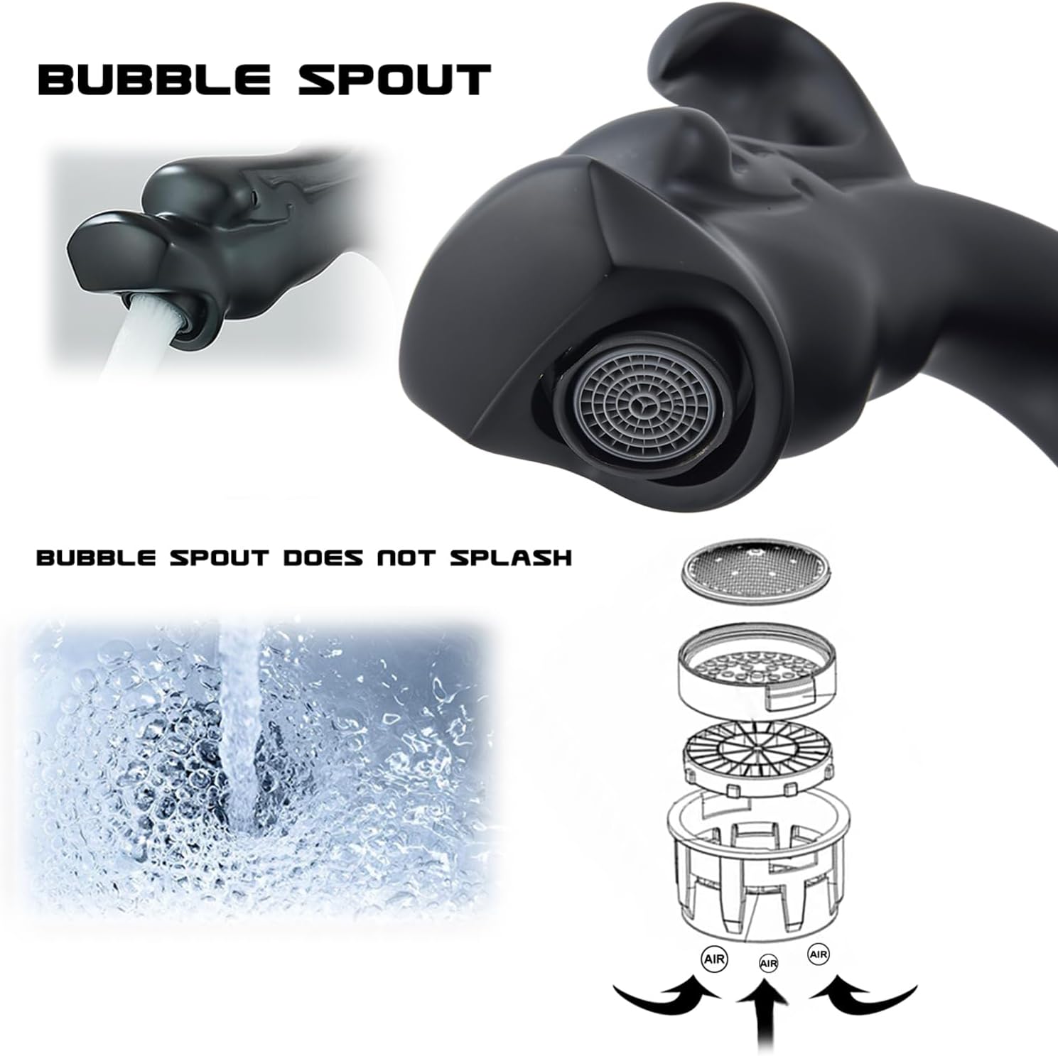 Senlesen Deck Mounted Double Knobs Single Hole Bathroom Vanity Basin Mixer Tap Matte Black