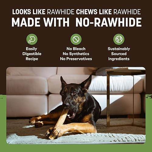 Miniatura 4 de Earth Animal No Hide - Palitos masticables grandes con sabor a cerdo natural sin cuero crudo para perros, palitos masticables de larga duración