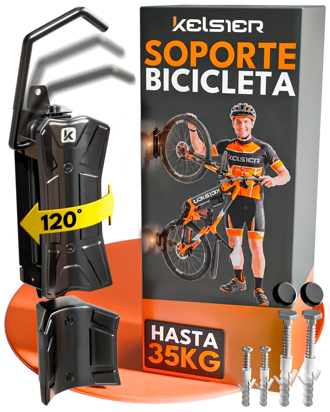 Soporte Bicicletas Pared Vertical Giratorio, Colgador Bicicleta Pared Plegable, Compatible Bicicleta Montaña Carretera y Eléctrica, Hasta 35 kg, para Hogar Trastero Garaje