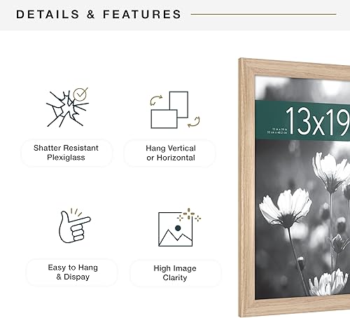 Vista 747 de MCS Studio Gallery Marco para póster de 16 x 24 pulgadas, imitación de veta de madera de color negro, colgar en horizontal o vertical, grande