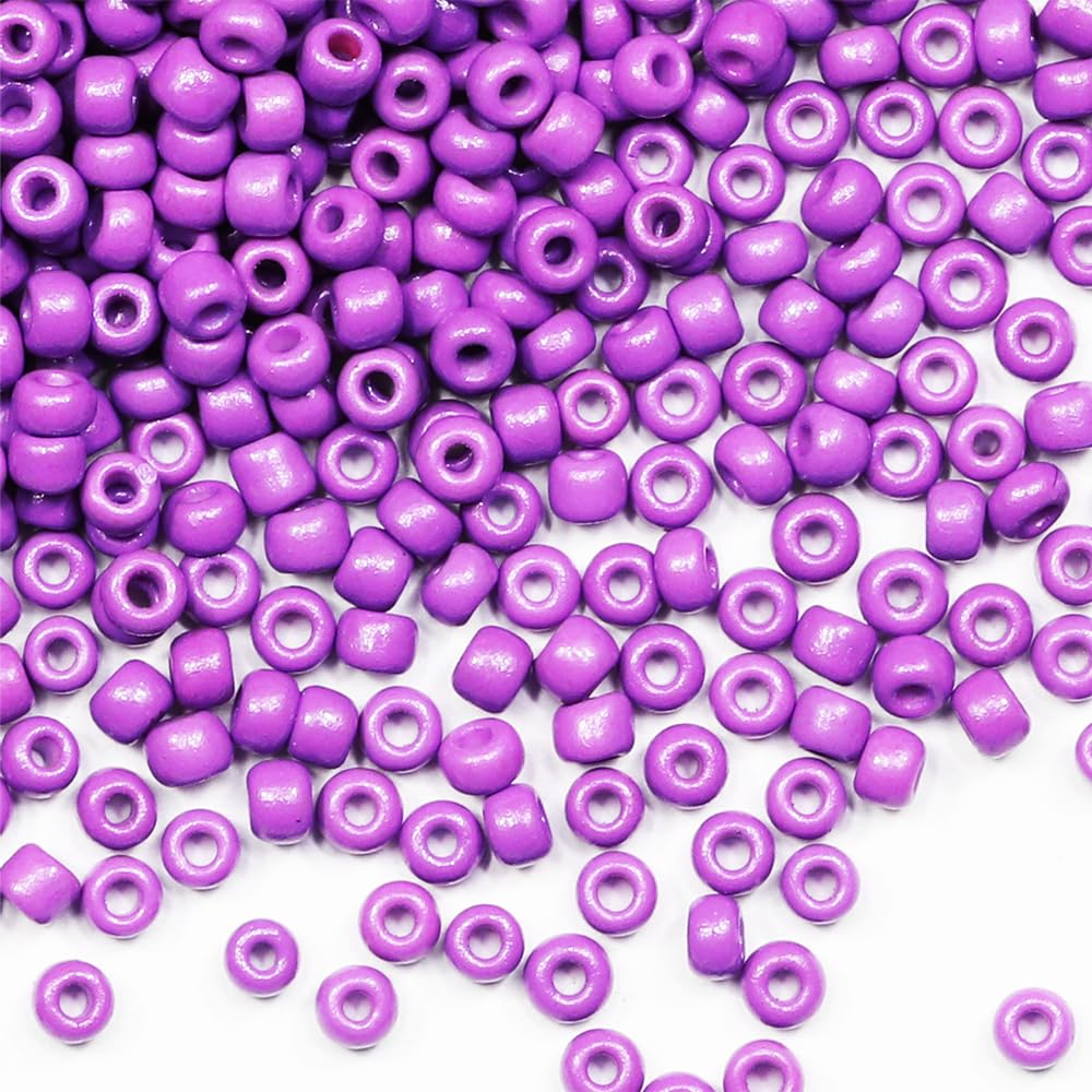 Bulk 4 mm Purple Seed Beads for Jewelry Making 200 Grams About 3380pcs,6/0 Glass Craft Beads for Making Earrings, Bracelets, Pendants, Waist Jewelry, DIY Handmade Seed Beads (Purple) โ image 1