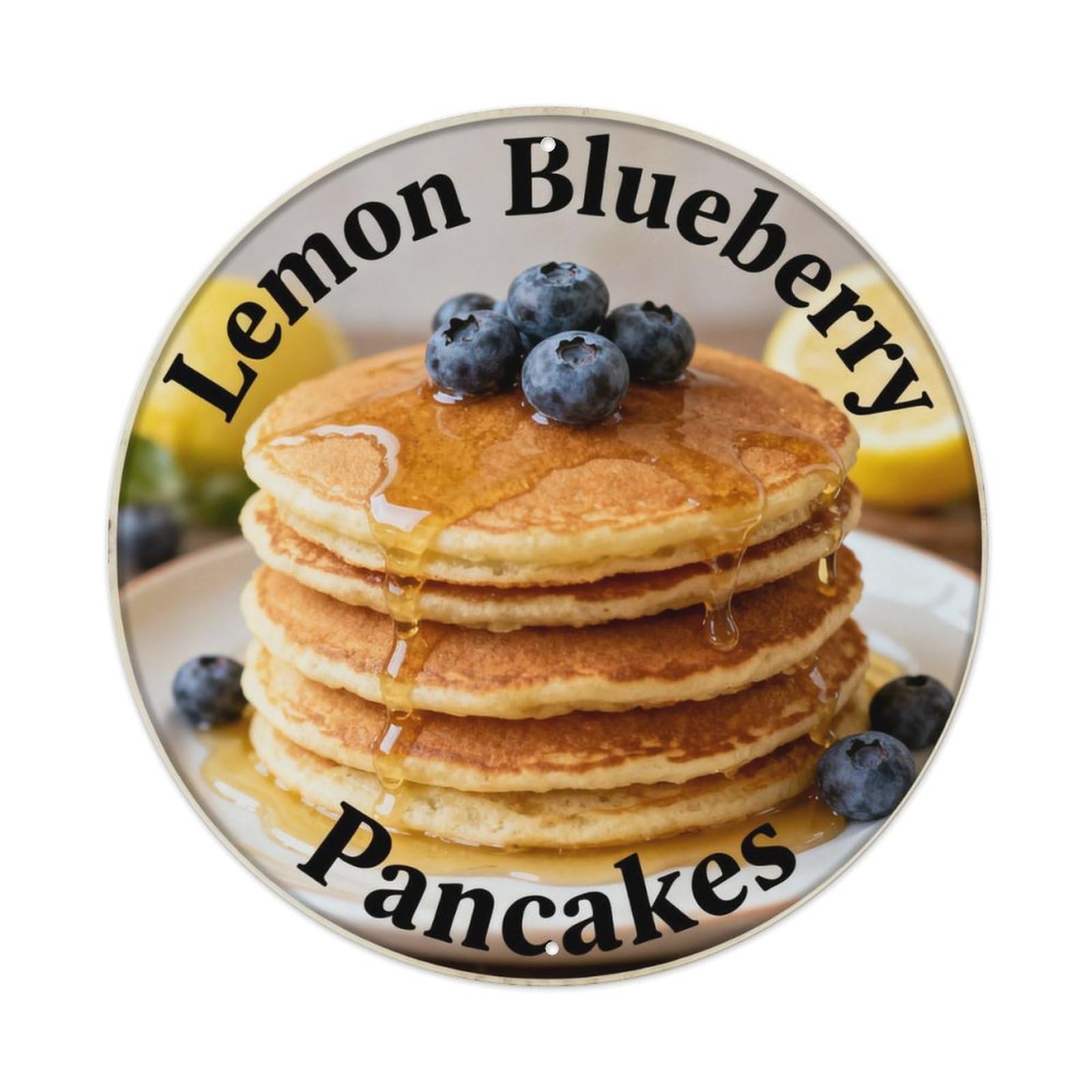 Lemon Blueberry Pancakes Metal Tin Sign Plaque