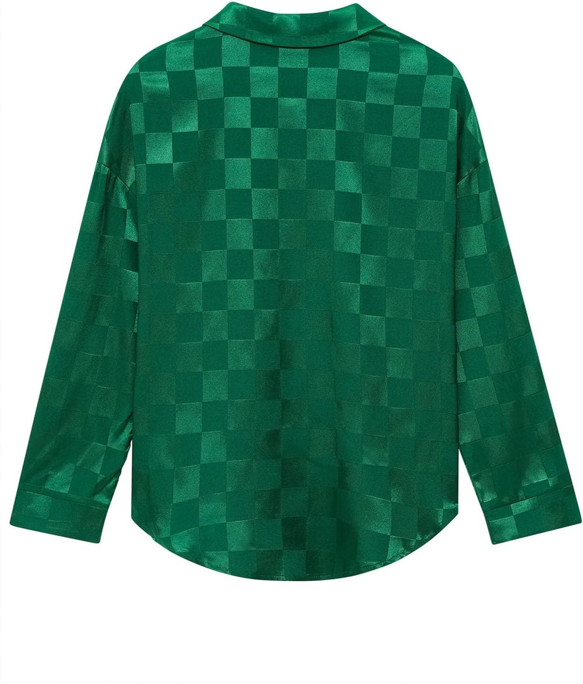 Ladies' Fashion Slim Check Shirt Casual Plaid Patchwork Long Sleeve Blouse Boyfriend Collar Button Down Plaid Shirt