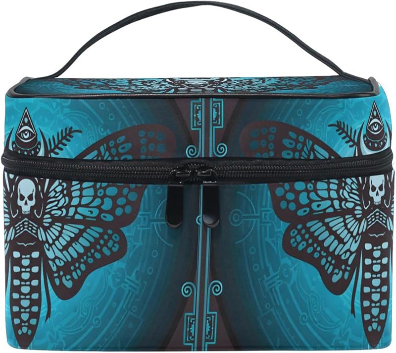 Necessaire organizadora de maquiagem Mnsruu com estampa de borboleta, dobrável e com zíper — 1 unidade