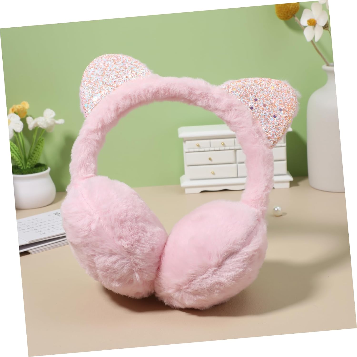 Warm Earmuffs for Boys and Girls Cat Ear Design Soft Plush Ear Covers for Winter
