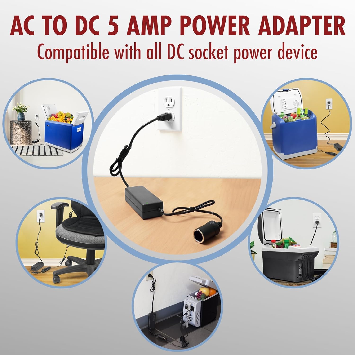 Amazon.com: 12V 5A Power Adapter Converter for Coleman Electric Cooler  5232D640T Thermoelectric Cooler 120 Volts to 12V DC Car Auto Boat RV Cigarette  Lighter Plug Socket Power Supply Cord PS : Sports