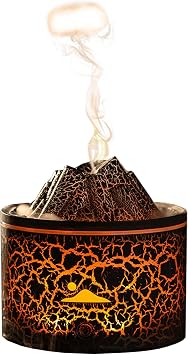 Essential Oil Diffuser Humidifier Volcano Humidifier with 7-Color Light & Volcano Mist Modes, Timer Auto-Off Aromatherapy Diffuser for Home Office Yoga Black