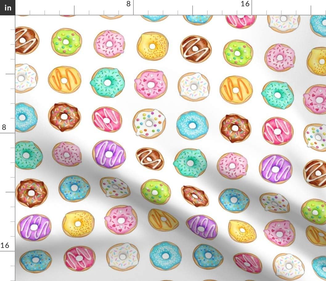 Spoonflower Fabric - Donuts Inch Donut Doughnut Cake Baking Food Printed on Petal Signature Cotton Fabric Fat Quarter - Sewing Quilting Apparel Crafts Decor