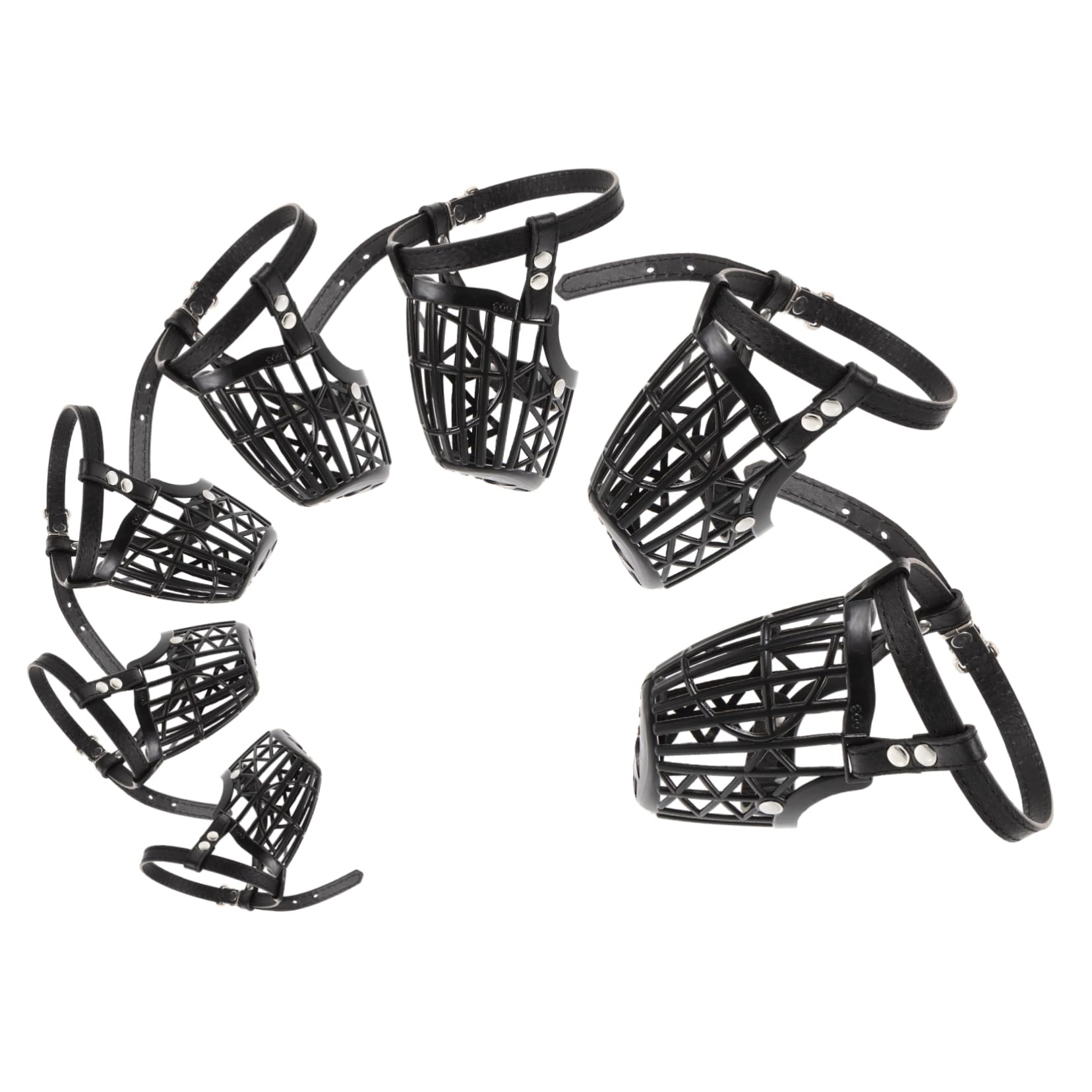 Toddmomy 1 Set Adjustable Dog Muzzle with PU Leather Strap Breathable Plastic Mouth Cover for Bite Barking and Chewing Comfortable Fit for Various Dog Black